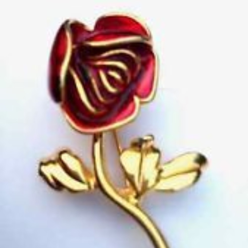 Joan Rivers Vintage Red Rose Brooch *MINT*